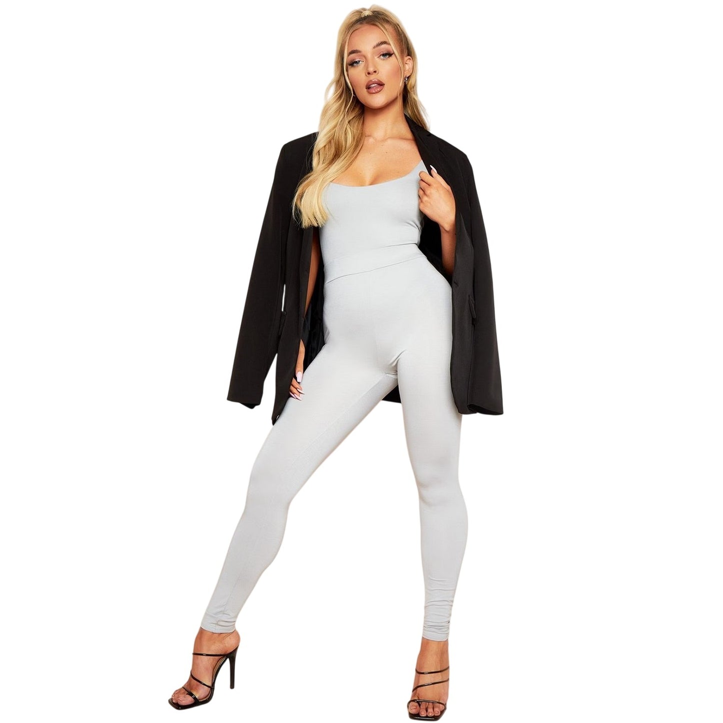 Grey - Back - Missy Empire Womens-Ladies Jersey High Waist Leggings