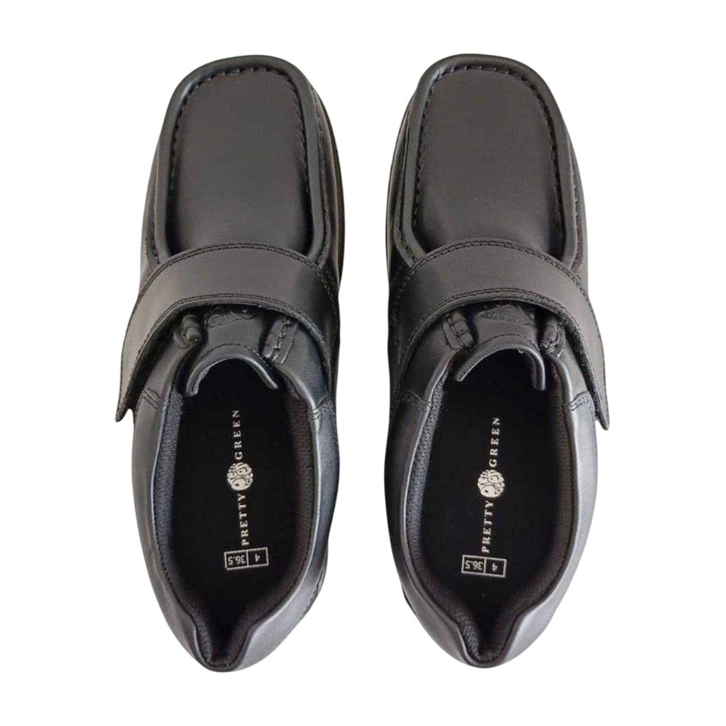 Black - Lifestyle - Waltham Childrens-Kids Waltham Vel Leather Flat School Shoes