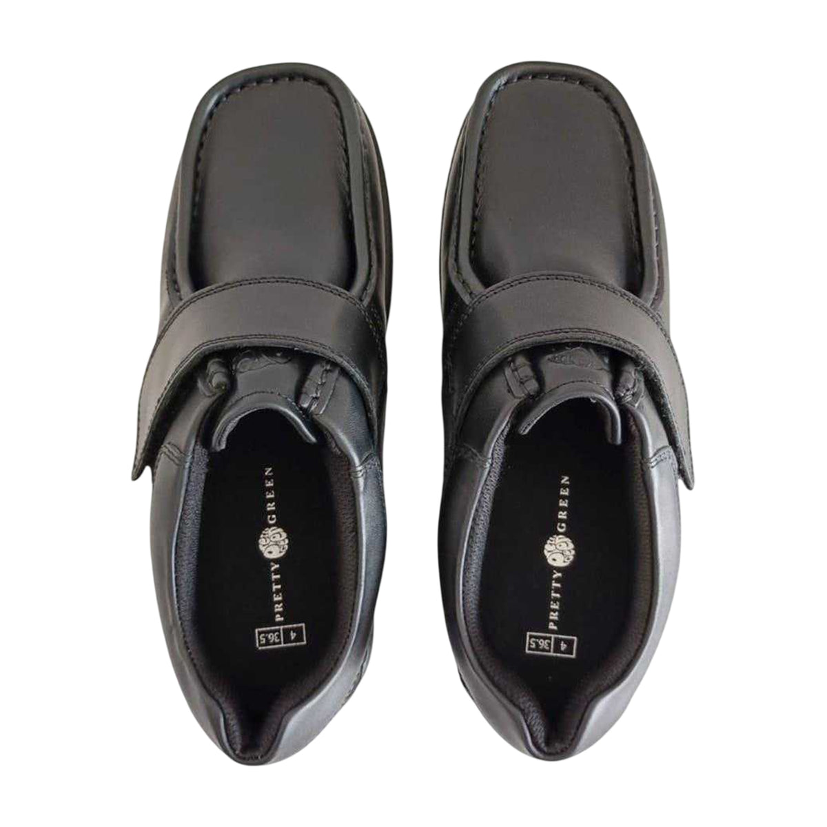 Black - Lifestyle - Waltham Childrens-Kids Waltham Vel Leather Flat School Shoes
