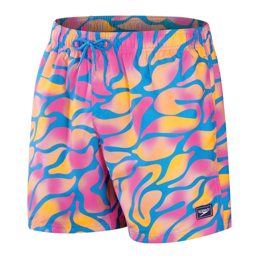 Blue-Yellow - Front - Speedo Mens Abstract Swim Shorts