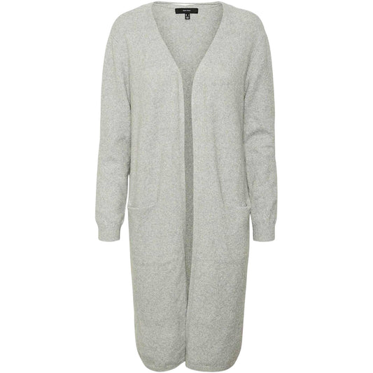 Grey - Front - Vero Moda Womens-Ladies Doffy Open Front Relaxed Fit Long-Sleeved Cardigan