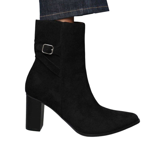 Black - Front - Where´s That From Womens-Ladies Suedette Block Heel Ankle Boots