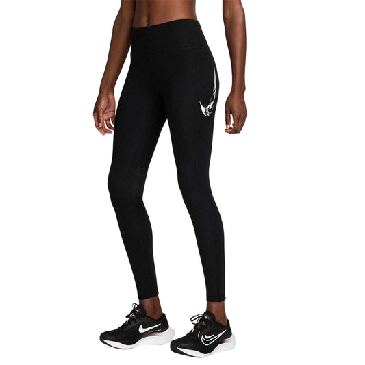 Black-White - Front - Nike Womens-Ladies Fast Dri-FIT Leggings