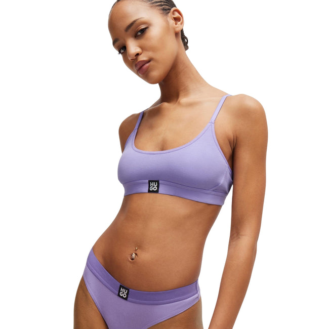 Purple - Lifestyle - Hugo Womens-Ladies Logo Modal Stretch Bralette