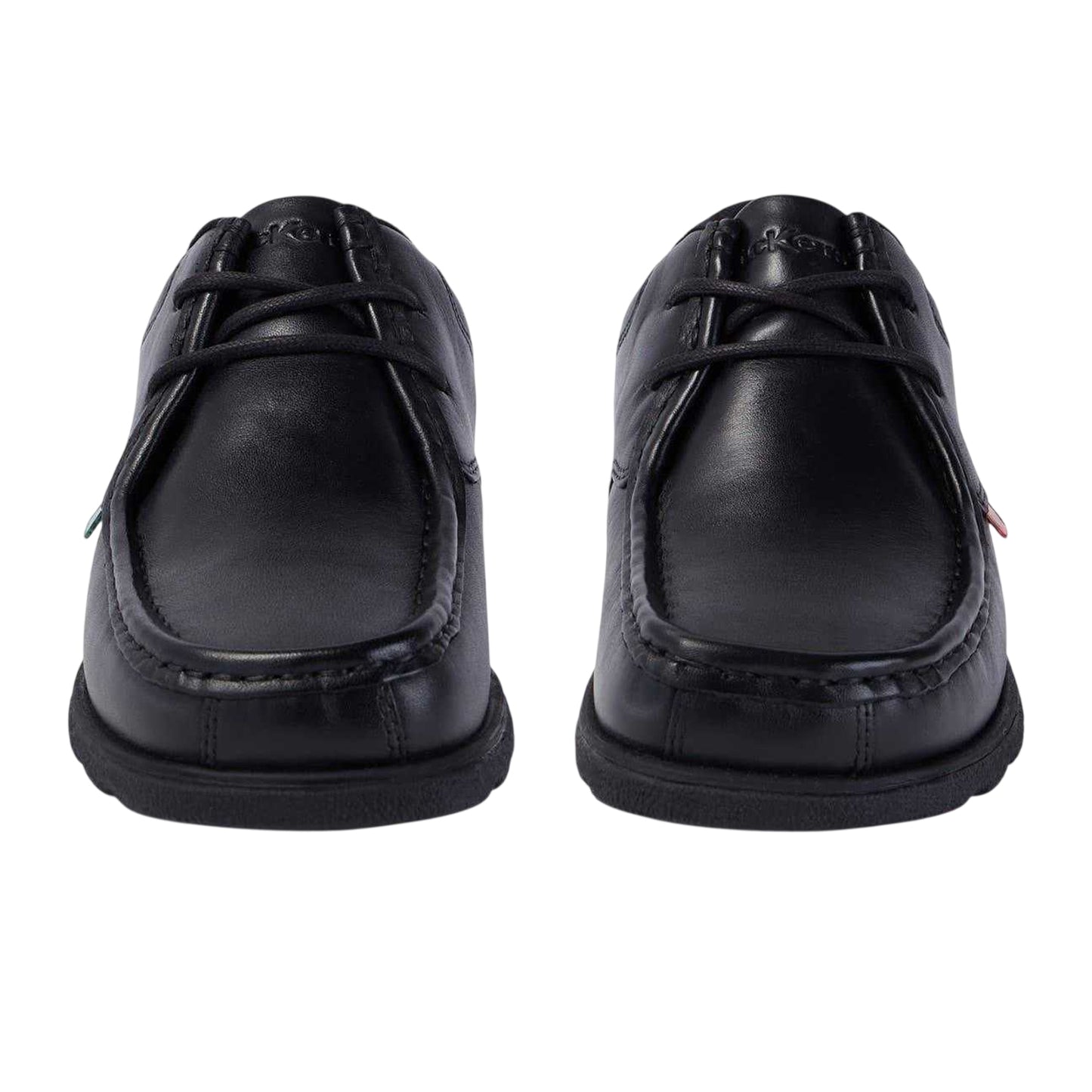 Black - Close up - Kickers Childrens-Kids Fragma Leather Lace Up School Shoes