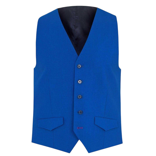 Bright Blue - Front - Without Prejudice Mens Wool Blend Slim Waistcoat