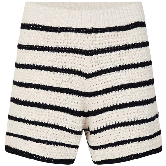 Black-Off White - Front - Edited Womens-Ladies Heinke Crochet Stripe Shorts