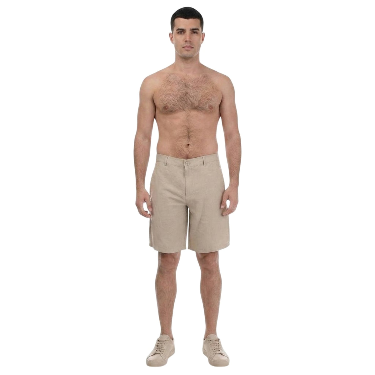 Beige - Pack Shot - Armani Exchange Mens Linen Rayon Twill Shorts