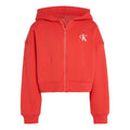 Red - Front - Calvin Klein Childrens-Kids Logo Fleece Full Zip Hoodie