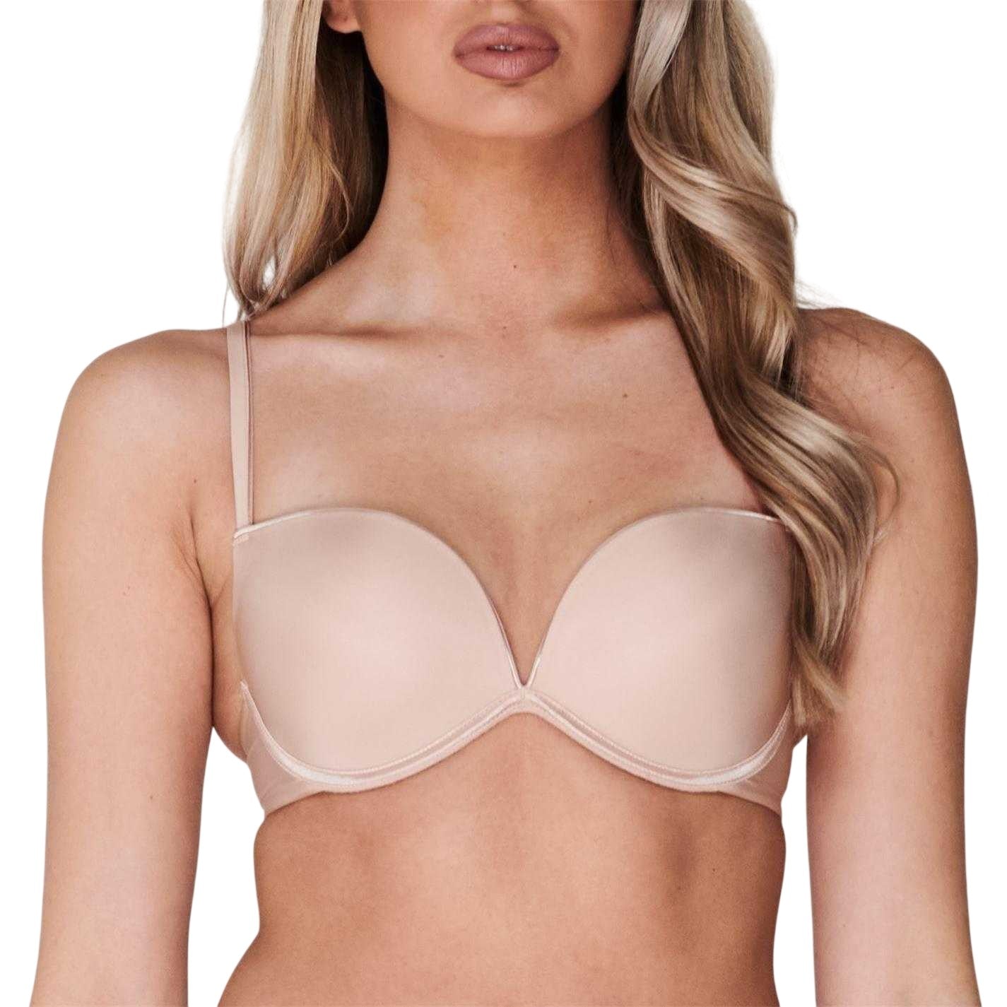 Nude - Side - Wonderbra Womens-Ladies Effect Plunge Push Up Bra
