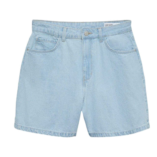 Light Blue - Front - Vero Moda Womens-Ladies Denim High Waist Shorts