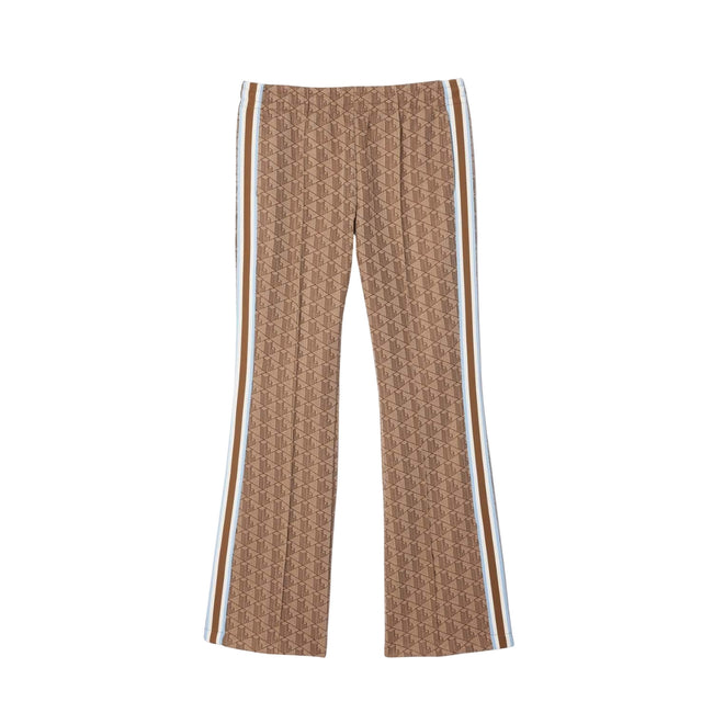 Beige - Front - Lacoste Womens-Ladies Monogram Flared Jogging Bottoms