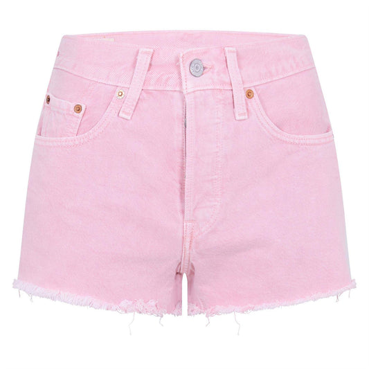 Pink - Front - Levis Womens-Ladies 501 Original Denim Shorts