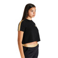 Black - Side - SikSilk Girls Metallic Taped Raglan T-Shirt