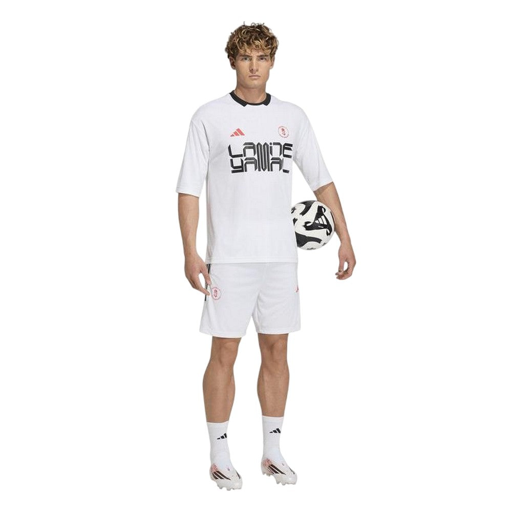 White - Lifestyle - Adidas Mens Lamine Yamal 3 Stripes Training Shorts