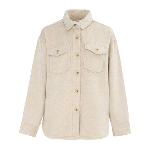 Light Beige - Front - Miso Womens-Ladies Wool Long-Sleeved Shirt