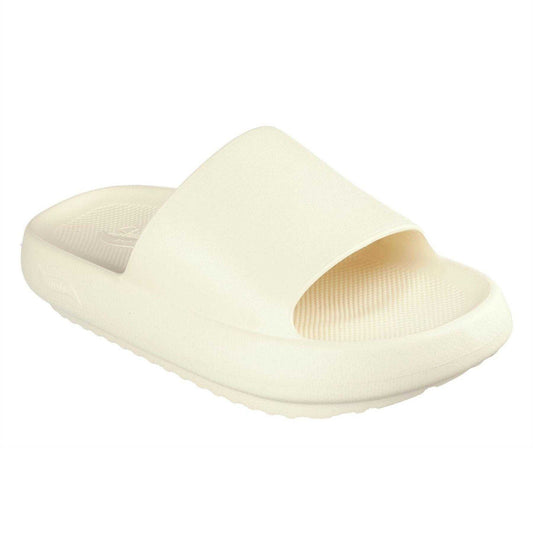 Cream - Front - Skechers Womens-Ladies Single Strap Arch Fit Flat Sliders