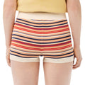 Multicoloured - Back - Lacoste Womens-Ladies Cotton Striped Contrast Waistband Shorts
