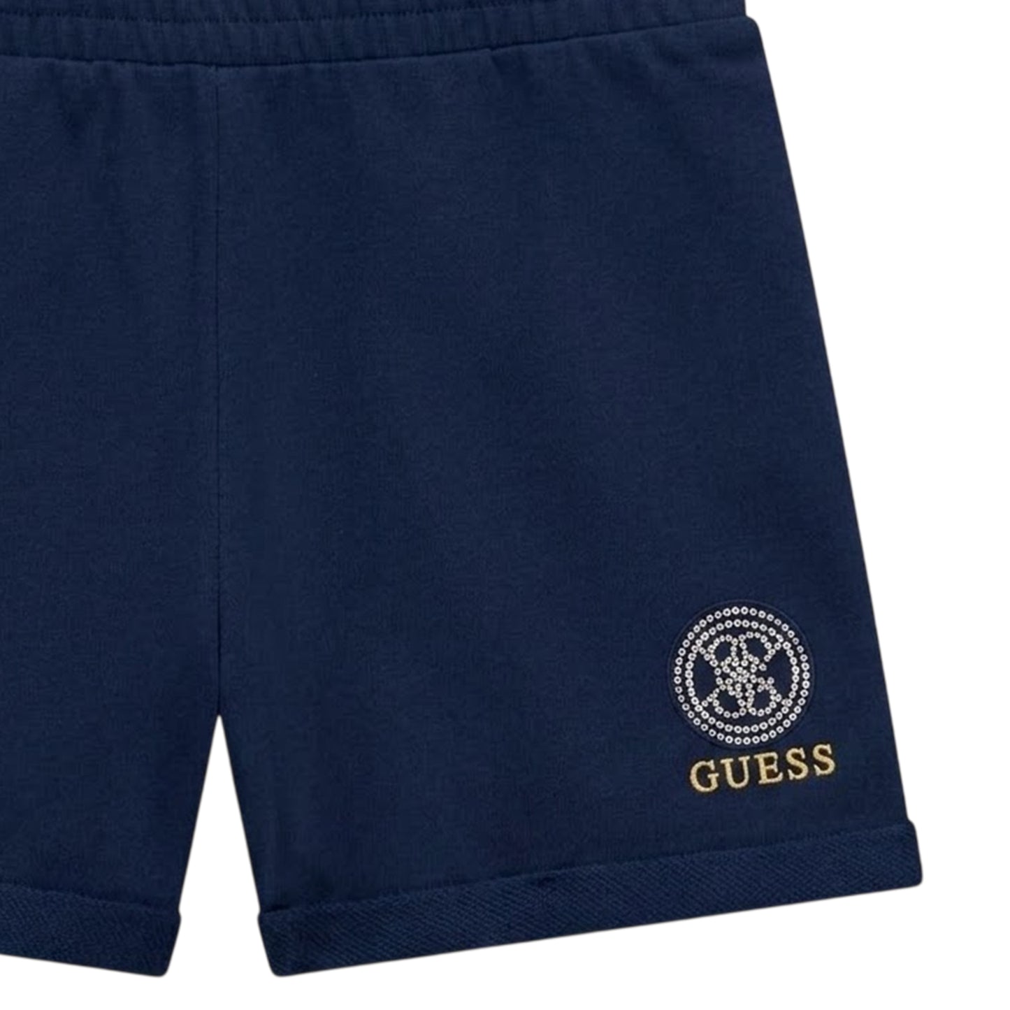 Blue - Side - Guess Girls Fleece Sweat Shorts