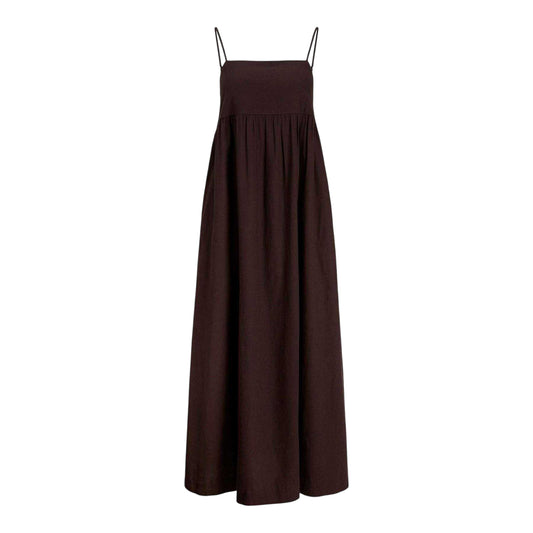 Brown - Front - JJXX Womens-Ladies Linen Blend Maxi Dress