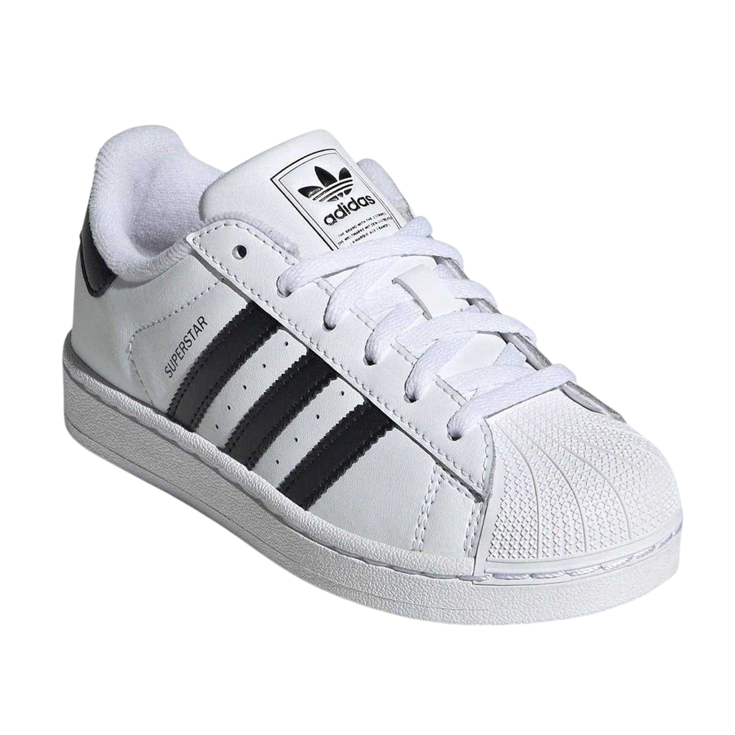 White-Black - Side - Adidas Childrens-Kids Superstar Low Trainers