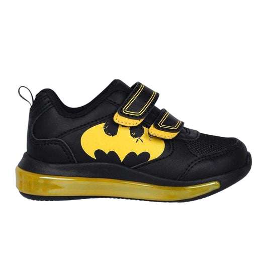 Black-Yellow - Front - Batman Boys Light Up Hook and Loop Trainers