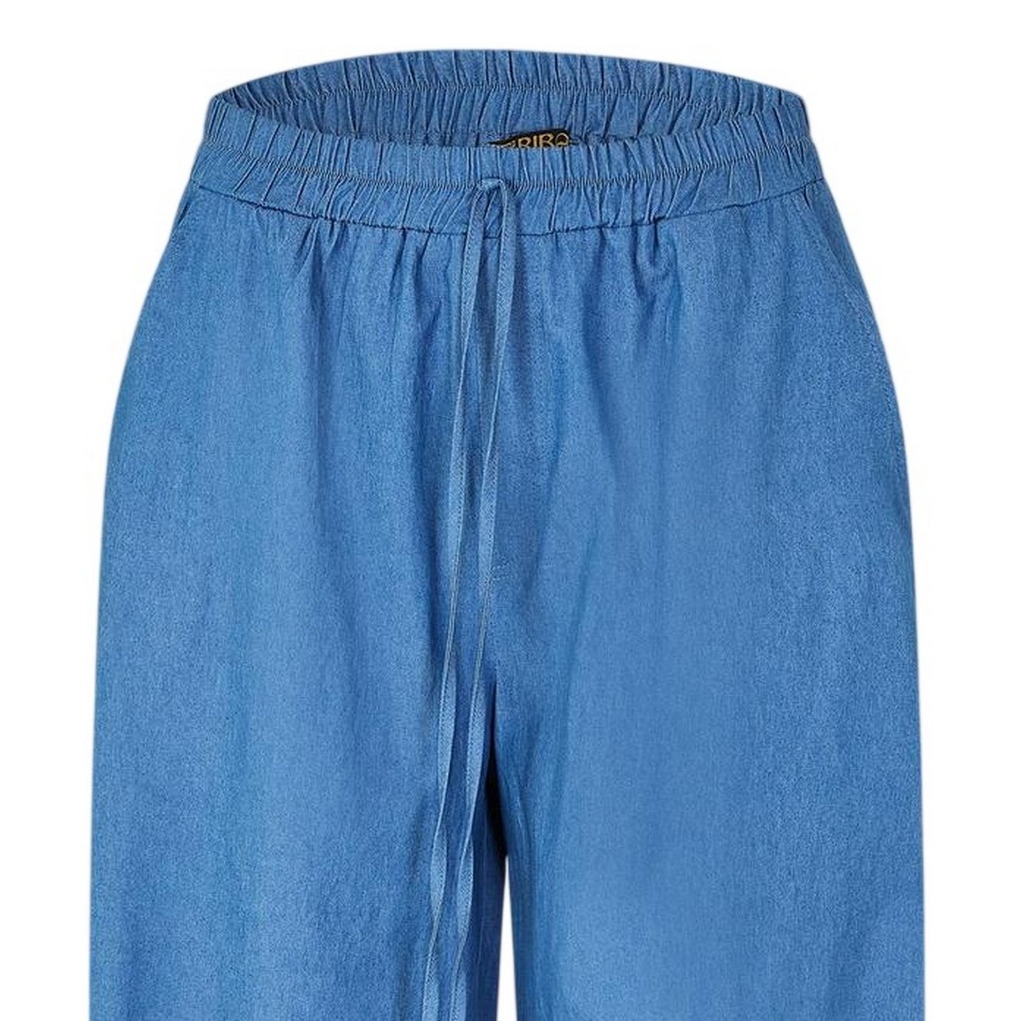 Chambray - Side - Biba Womens-Ladies Plain Wide Leg Trousers