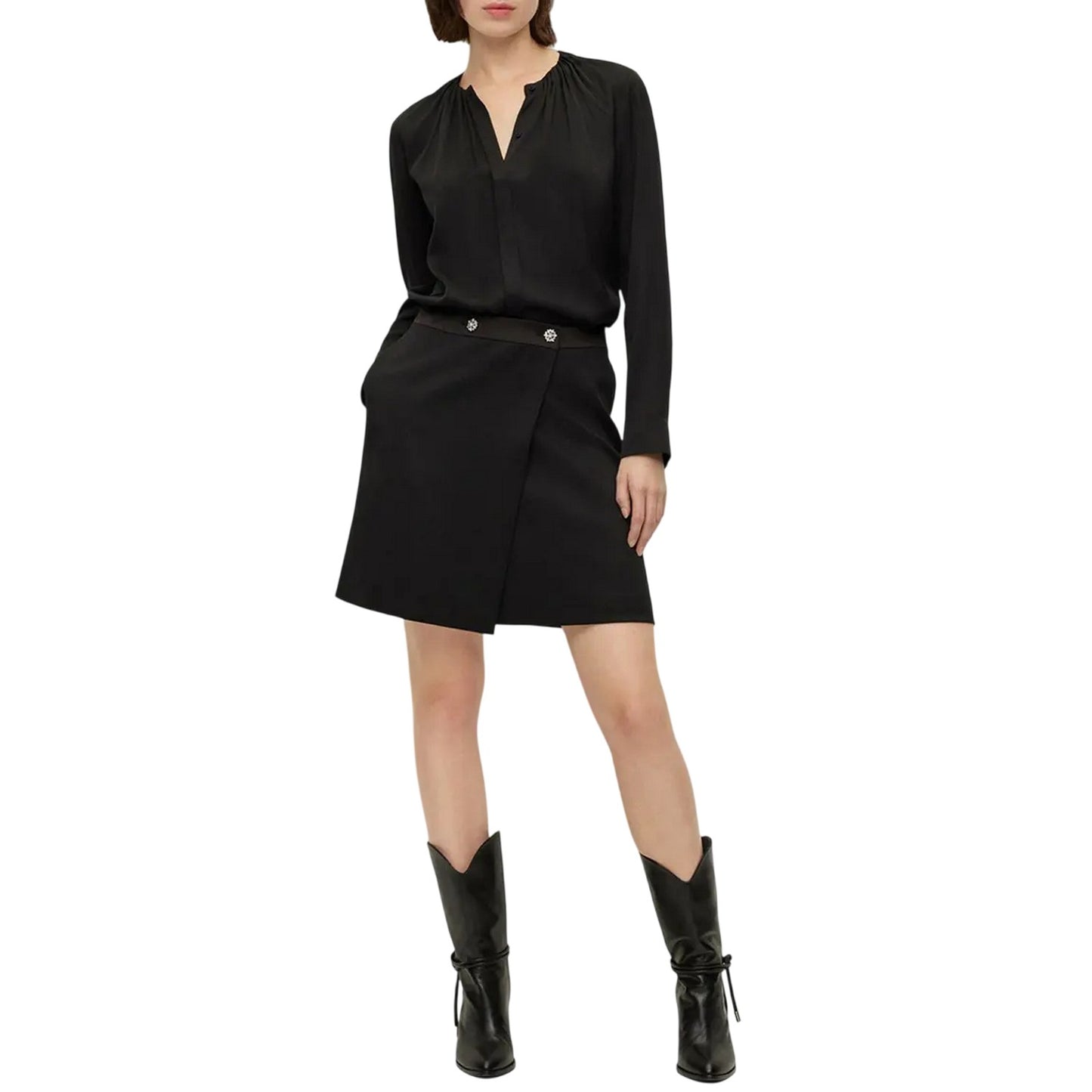 Black - Side - Boss Womens-Ladies Vittora Pencil Skirt