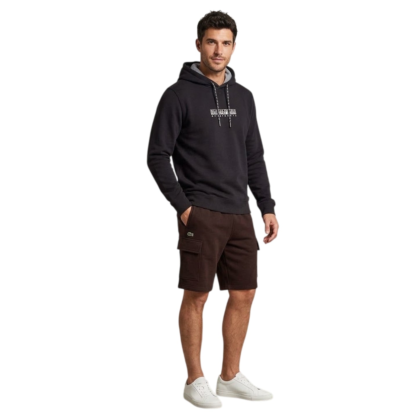 Brown - Side - Lacoste Mens Cotton Cargo Shorts
