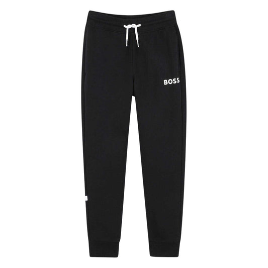 Black - Front - Boss Childrens-Kids Wordmark Slim Joggers