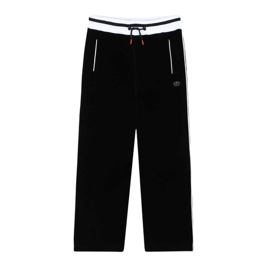Black - Front - Hugo Childrens-Kids Stripe Detail Wide Leg Joggers