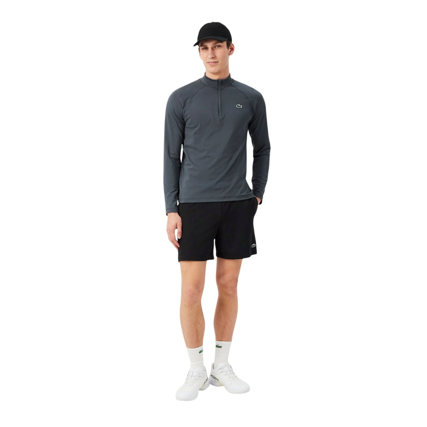 Black - Side - Lacoste Mens Tech Performance Tennis Shorts