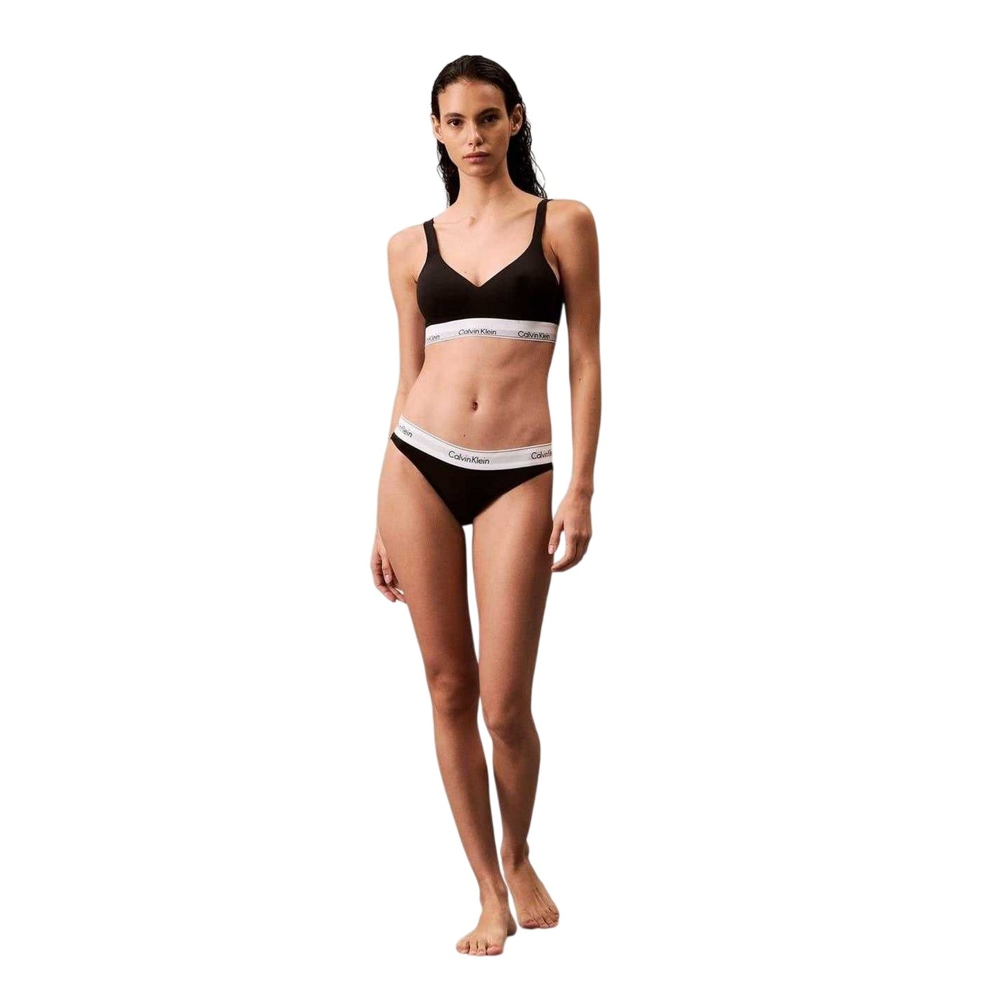 Black - Side - Calvin Klein Womens-Ladies Modern Cotton Blend Bralette
