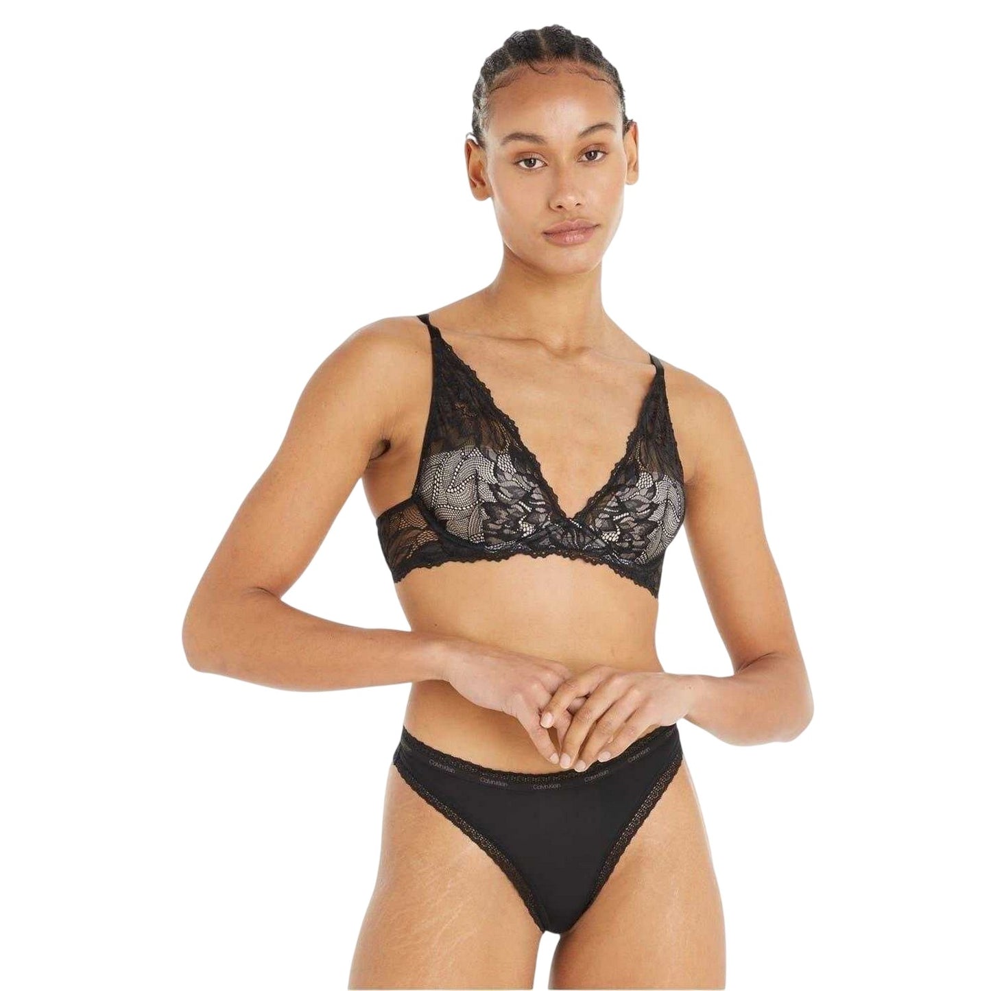Black - Lifestyle - Calvin Klein Womens-Ladies Floral Bra