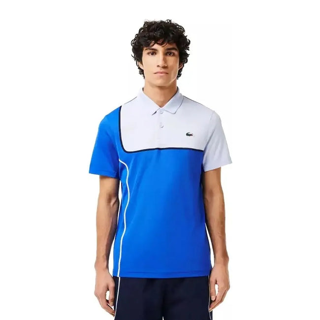 Blue - Side - Lacoste Mens Ultra Dry Regular Tennis Polo Shirt