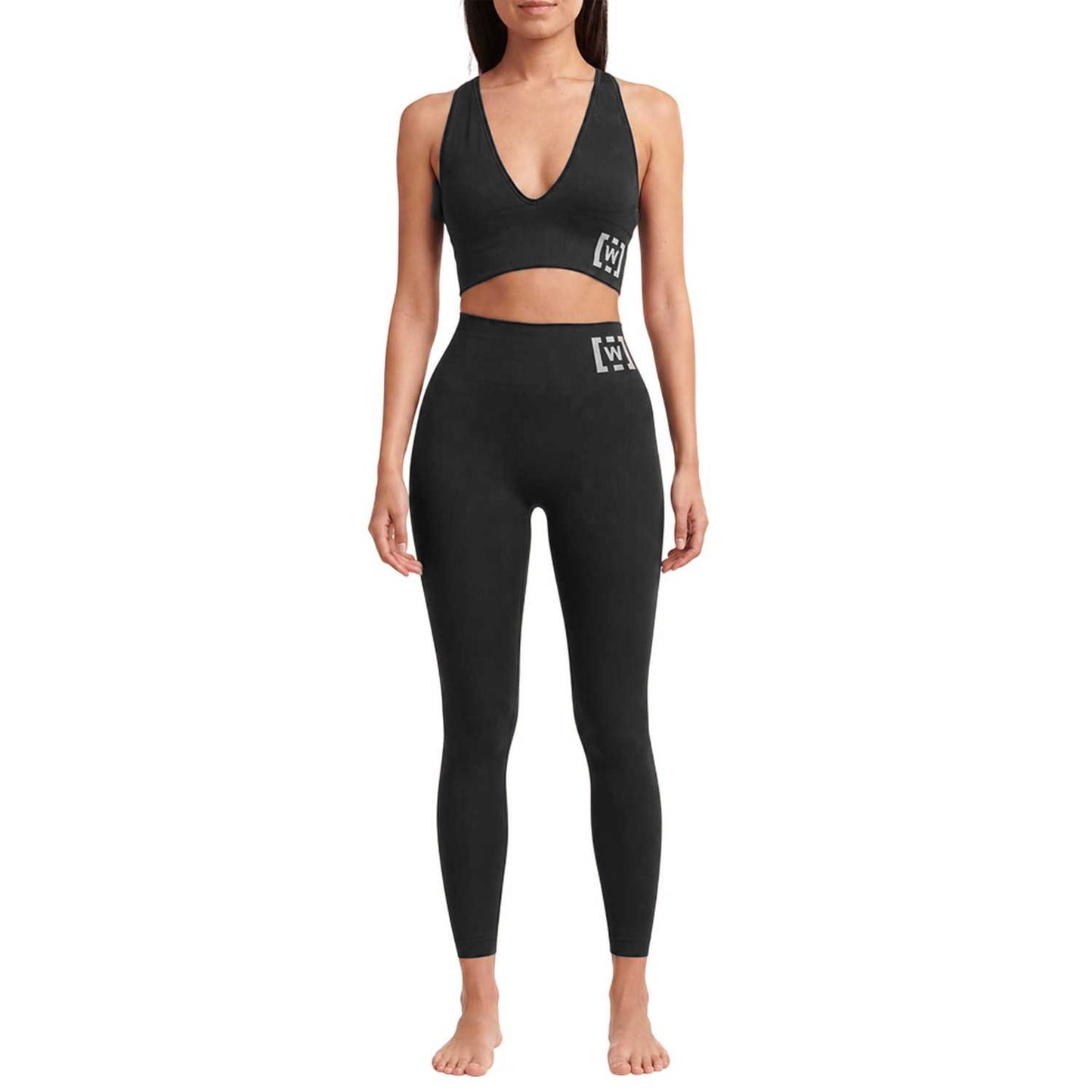 Black - Lifestyle - Wolford Womens-Ladies Ribbed Plunge Sports Bra