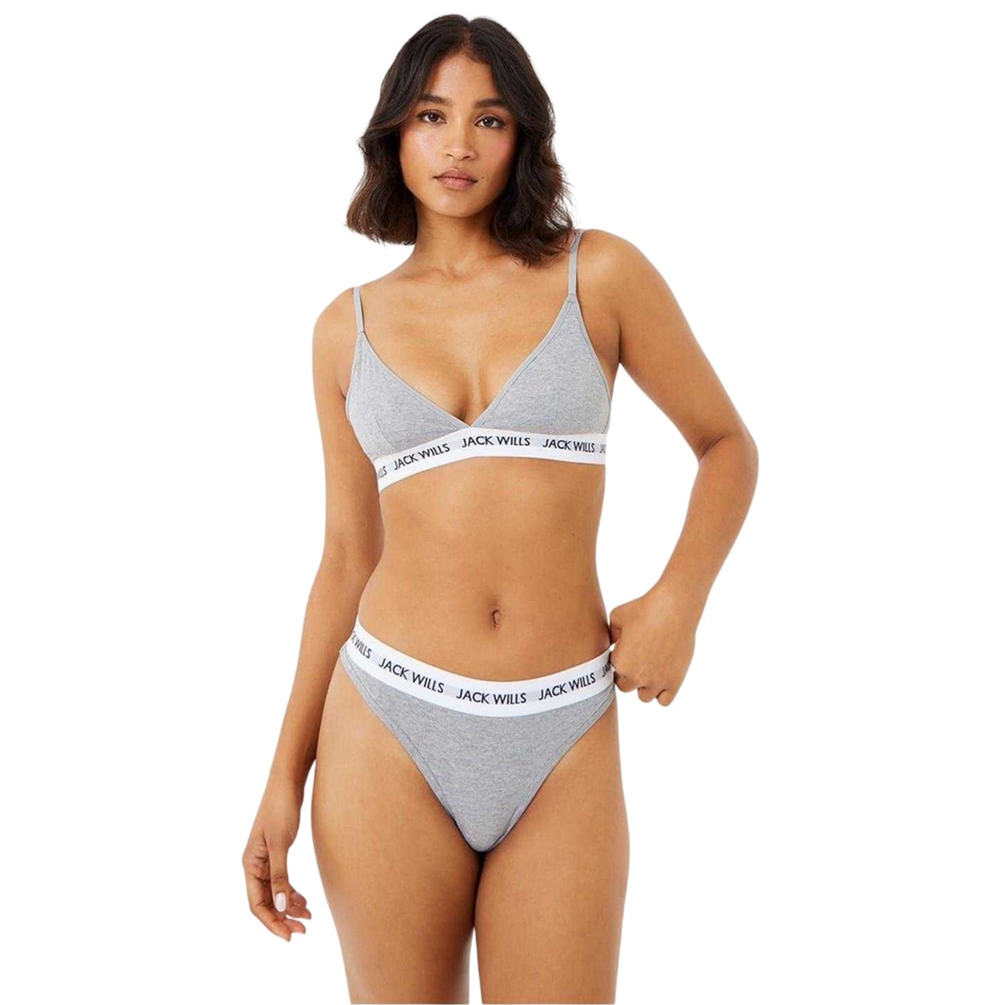 White-Grey-Black - Lifestyle - Jack Wills Womens-Ladies Deptford Logo Thong (Pack of 3)