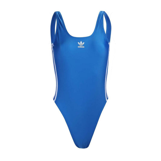 Blue - Front - Adidas Womens-Ladies 3 Stripes One Piece Swimsuit