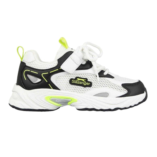 White-Black - Front - Slazenger Childrens-Kids Logo Lace Up Trainers