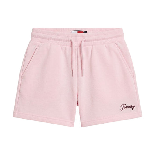Light Pink - Front - Tommy Hilfiger Childrens-Kids Fleece Script Shorts