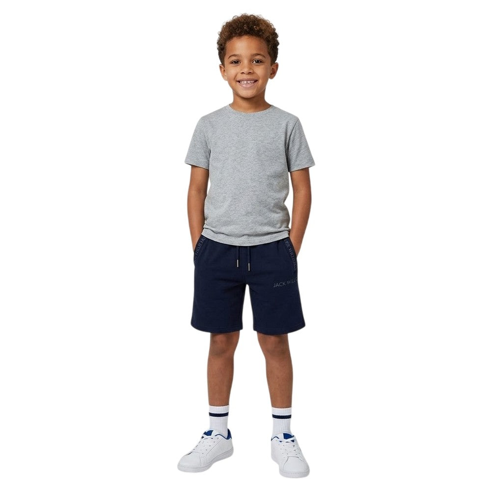 Navy - Side - Jack Wills Boys Jacquard Logo Shorts