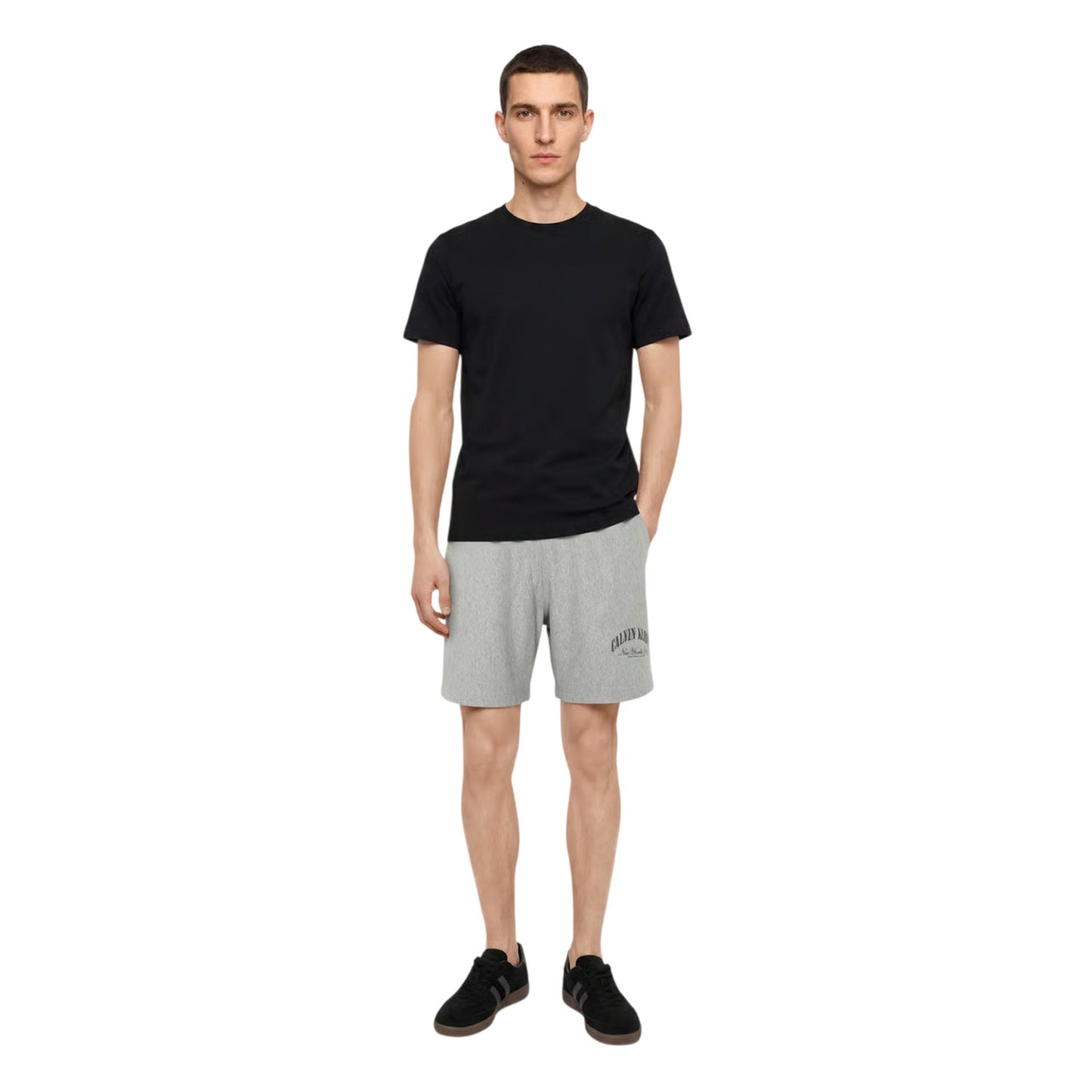 Heather Grey - Side - Calvin Klein Mens New York Collegiate Athletic Shorts