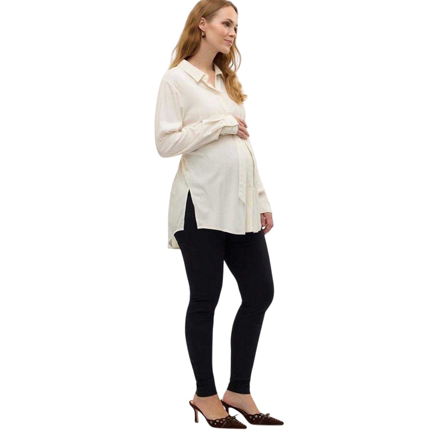 Bright White - Pack Shot - Mamalicious Womens-Ladies Mlelva Maternity Long-Sleeved Shirt