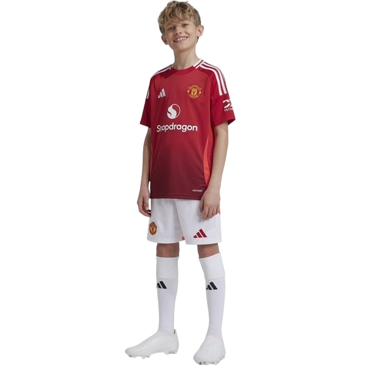 Red - Pack Shot - Adidas Childrens-Kids 2024-2025 Manchester United FC Home Shirt