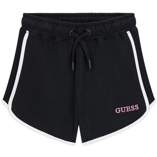 Jet Black - Front - Guess Childrens-Kids Logo Sweat Shorts