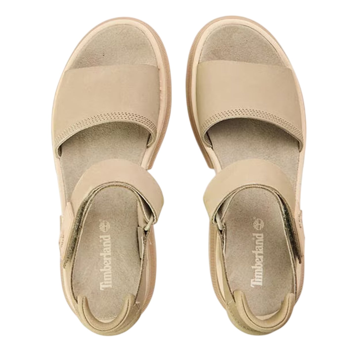 Light Taupe - Side - Timberland Womens-Ladies Nubuck Backstrap Flatform Sandals
