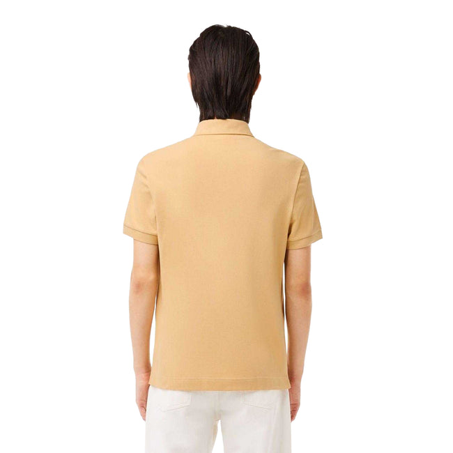 Beige - Back - Lacoste Mens Paris Piqué Stretch Regular Polo Shirt