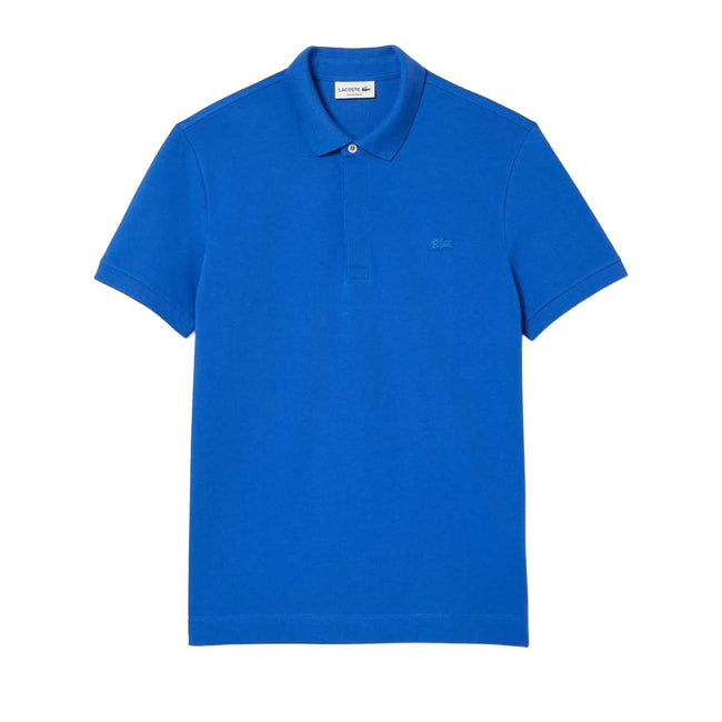Blue - Front - Lacoste Mens Paris Piqué Stretch Regular Polo Shirt
