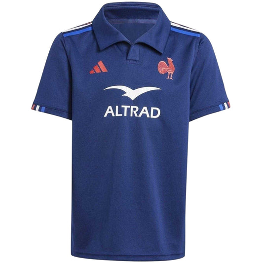 Dark Blue - Front - France Childrens-Kids 2024 Rugby Home Shirt