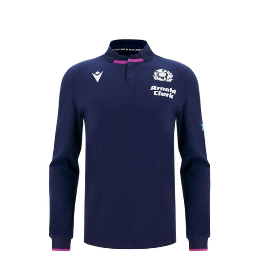 Navy - Front - Macron Childrens-Kids Scotland RU Cotton Rugby Shirt